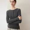 Suéter de cachemira de alta gama con cuello redondo, corte ajustado, estilo grueso para mujer, adelgazante, de moda, capa base, jersey de punto de alta calidad