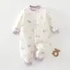 Macacão Espesso para Bebê Outono e Inverno Roupas para Recém-Nascidos Algodão Puro Acolchoado Quente para Sair Macacão Roupas de Engatinhar Inverno