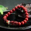 Pulseira de Aiyu Cinnabar Areia Dourada Roxa Pulseira Dupla Pixiu Estilo Chinês Fábrica de Joias de Areia Atacado S3081007