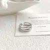 Anillo Metálico Abierto Minimalista de Doble Capa con Estilo Fresco, Anillo Ajustable para Dedo Índice, Banda Lisa, Joyería Versátil Apilable