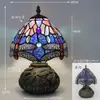 Nueva Lámpara de Mesa Tiffany Estilo Retro Americano Sala de Estar Estudio Lámparas Artesanales de Vidrio de Colores Pantalla de Lámpara Lámpara de Mesa Americana