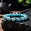 Pulseira de Contas Azul Turquesa com Padrão Ondulado para Homens, Pulseira Versátil da Moda para o Dia a Dia para Mulheres, Acessório de Nicho de Luxo Leve de Alta Qualidade