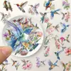 Serie de 50 flores y pájaros acuarela pegatinas para diario personal material pegatinas decorativas transparentes impermeables PET pegatinas naturales