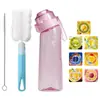 Bestseller transfronteiriço: Copo divertido feito de material Tritan de grau alimentício, 0 calorias, 0 açúcar, vem com uma escova para copo, tampa de abrir e fechar e canudo, copo perfumado