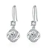 Nuevos pendientes colgantes con gancho de oreja de trébol de cuatro hojas para mujer, pendientes de plata de imitación, pendientes de red populares, simples, venta al por mayor de fábrica