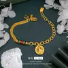 Pulsera Shajin Vietnamita Antigua Fa Dios de la Riqueza Esmalte Color Dorado Amarillo Dios de la Riqueza Pulsera de Cuentas Cilíndricas Coloridas Pulsera de Cadena AB Joyería