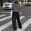 241183 Big Aimei Yiyuan Outono 2024 Novo Conjunto Casual de Cor Sólida com Lapela e Abotoamento Duplo e Calça de Perna Larga Estilo Ocidental