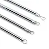 Set de Agujas para Acné de Acero Inoxidable, Set de Herramientas para Extracción de Puntos Negros de 4 Piezas, Aguja Doble para Acné, Herramienta para Exprimir Granos, Aguja de Belleza