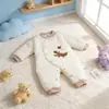 Romper Quiltado Borboleta com Bordado de Desenho Animado para Bebê, Outono/Inverno 2026, Zíper Diagonal, Roupa para Engatinhar Bebê, 120g, Tamanhos 59-66 #