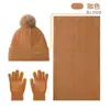 Conjunto de Tres Piezas de Gorro Bufanda Guantes Tejidos para Otoño Invierno Gorro de Lana Grueso Cálido Guantes con Pantalla Táctil para Mujer