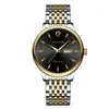 Reloj Personalizado para Hombre Resistente al Agua Doble Calendario Correa de Acero Esfera de Clavos Mecánico Automático Moda Genial Negro Reloj de Negocios