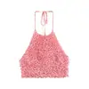 Roupas Europeias e Americanas Femininas Transfronteiriças Za Aliexpress Venda Quente Estilo Menina Quente Europeia e Americana Top Decotado nas Costas Sexy