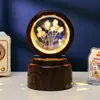 Bola de Cristal Transfronteiriça Base Giratória com Textura de Madeira Luminária Noturna Brilhante Lâmpada do Céu Estrelado 3D Decoração de Mesa Presente Criativo de Feriado