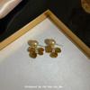 Maillard Vintage marrom gota óleo flor imitação pérola brincos feminino nicho luz luxo high-end elegante all-match brincos