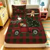 Juego de Sábanas Ajustables Navideñas de Tres Piezas, Ropa de Cama Cálida, Juego de Cama con Impresión Digital 3D, Juego de Cubrecama, Productos Textiles para el Hogar de Exportación