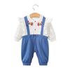 Boomsuit do bebê menina Primavera e Outono Roupas de saída fofas do bebê Chapéu de manga comprida estilo coreano Recém-nascido Escalada Rosa