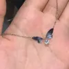 Collar de Mariposa Azul-Morado Degradado 'Dreamy Ice' para Mujer, Mismo Estilo que en Xiaohongshu, Diseño Único, Regalo para Novia, Cadena para Clavícula