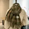 Bufanda a Cuadros Melard para Mujer, Estilo Coreano, Versátil y Elegante, Patrón de Espiga Azul, Chal Largo Cálido y Calentador de Cuello