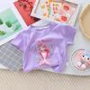 Camiseta de manga corta para niña, 100% algodón puro, fina, con estampado de dibujos animados, estilo princesa sirena, de media manga, para verano