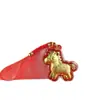 Pingente Ano do Cavalo, Chaveiro Dourado, Pingente de Bolsa com Folha de Ouro, Chaveiro, Presente de Ano Novo Atacado