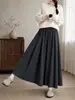 Pantalones falda color arroz gris para mujer, nuevo estilo otoño 2026, cintura alta, falda de línea A fluida, pantalones casuales de pierna ancha para figuras petite