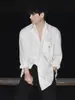 Camisa Negra de Manga Larga para Hombre, Nuevo Estilo Primavera y Otoño, Diseño de Nicho, Estilo Cool de Calle, Chaqueta Camisa Cool Estilo Hong Kong