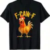 [Código Europeo Transfronterizo] Camiseta Casual para Hombre Patrón de Pollo Negro con Impresión de Texto "F-Caw-F"