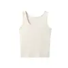 Camisola Chaleco de Lana Tencel Lyocell con Cuello en U para Mujer, Sin Mangas para Primavera y Verano, Capa Base Amigable con la Piel, Camiseta sin Mangas Ajustada