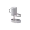Almacenamiento de artículos de tocador todo en uno con vaso, estante para cepillos de dientes de dormitorio, organizador de escritorio con múltiples compartimentos para cepillos de dientes y vasos de tocador
