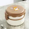 Caja de Almuerzo Sellada de Plástico para Microondas de Dibujos Animados, Doble Capa de Grado Alimenticio, para Oficinista, Reductora de Grasa, Caja de Almuerzo de Regalo