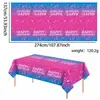 Mantel de PE para fiesta de cumpleaños con estampado de globos y pastel, mantel desechable para decoración de celebración del primer cumpleaños de adultos y niños