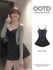 Vestido Azul Floral com Alça Fina para Mulheres, Conjunto de Roupa Novo Estilo Verão 2026, Vestido Curto para Mulheres Baixas, Exclusivo para Tamanhos Baixos