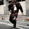Exportação para Creche Aliexpress Transfronteiriço Impressão 3D Série de Natal Conjunto com Capuz Casual Casal Conjunto de Moletom
