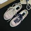 ¡Artículos Auténticos Originales de Canal! Zapatos Planos de Moda Europeos y Americanos con Efecto Desgastado, Tenis Blancos con Estampado de Estrellas, Tenis Antideslizantes Estilo Vintage, Zapatos Desgastados para Mujer