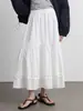 Falda Midi de Tiro Alto en Línea A con Encaje de Textura Oculta, Cintura Elástica, Encaje a Cuadros, Estilo Coreano, Versátil y Favorecedor
