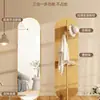 Guarda-Roupa Influenciador de Corpo Inteiro Móvel Estilo Francês para Quarto com Prateleira de Armazenamento, Espelho de Rouparia Giratório Multifuncional de Chão