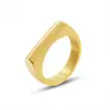 Anillo simple geométrico irregular de moda ins europeo y americano para mujer, joyería de acero de titanio chapado en oro de 18k, venta al por mayor