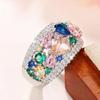 Anillo Cao Shi Exagerado de Gota Arcoíris Color Europeo y Americano Anillo de Turmalina Imitación Diseño de Personalidad Nicho Pieza de Mano Geométrica