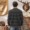Sudadera Rayada Retro Americana de Dos Piezas Falsas para Hombre, Marca Trendy Holgada para Primavera y Otoño, Sudadera Nueva de Manga Larga de Peso Pesado de 280g para Hombre
