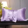 Funda de almohada de seda lavable de color sólido para belleza, funda de almohada individual de seda helada sedosa, imitación de seda de morera, funda para núcleo de almohada de seda