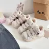 Zapatos de Algodón Cálido de Peluche con Velcro y Cabeza de Concha Retro para Mujer 2026 Invierno Nuevos Versátiles de Suela Plana Zapatos Birkenstock Peludos