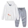 Nova coleção primavera e outono 2023 roupas infantis transfronteiriças conjunto de duas peças com moletom com capuz e calça infantil terno de algodão de manga longa para bebê