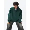 Sudadera con capucha de peso pesado para hombre, bordado de letras, lavado a la arena, desgastada, patchwork, hombro, cuello redondo, moda, Otoño/Invierno 2026