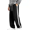 Pantalones deportivos casuales para hombre de otoño e invierno, de Amazon, independientes, de peso pesado, forrados de polar, con diseño de rayas, corte recto, talla grande, con cordón, pants para hombre