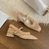 Zapatos Mary Jane de Felpa con Tacón Grueso Estilo Francés Chuyuji para Mujer 2026 Nuevos Zapatos Peludos de Otoño Invierno para la Noche