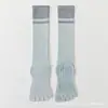 Meias de Yoga Color Block de Cinco Dedos para Mulheres, Meias Profissionais Antiderrapantes Absorventes de Impacto para Panturrilha, Meias para Esportes de Fitness Indoor, Dança, Pilates