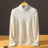 ¡Original! Suéter de cachemira de cuello medio alto suministrado por el cliente para hombre, jersey, color liso, capa base de manga larga, suéter de lana