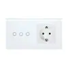 Padrão Europeu 157*86 Tomada com Interruptor Touch Russo Painel de Vidro Tomada com Interruptor Touch Luz Ozon Painel F