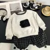 Conjunto de Sudadera de Elefante para Niños 2025 Otoño Nuevo Estilo Coreano Dibujos Animados Niños y Niñas Sudadera y Pantalón de Chándal Conjunto de Dos Piezas