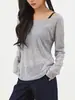 Cubierta de Punto sin Hombros Protectora del Sol para Mujer, Estilo Delgado de Otoño, Camiseta Asimétrica de Manga Larga Top de Yoga